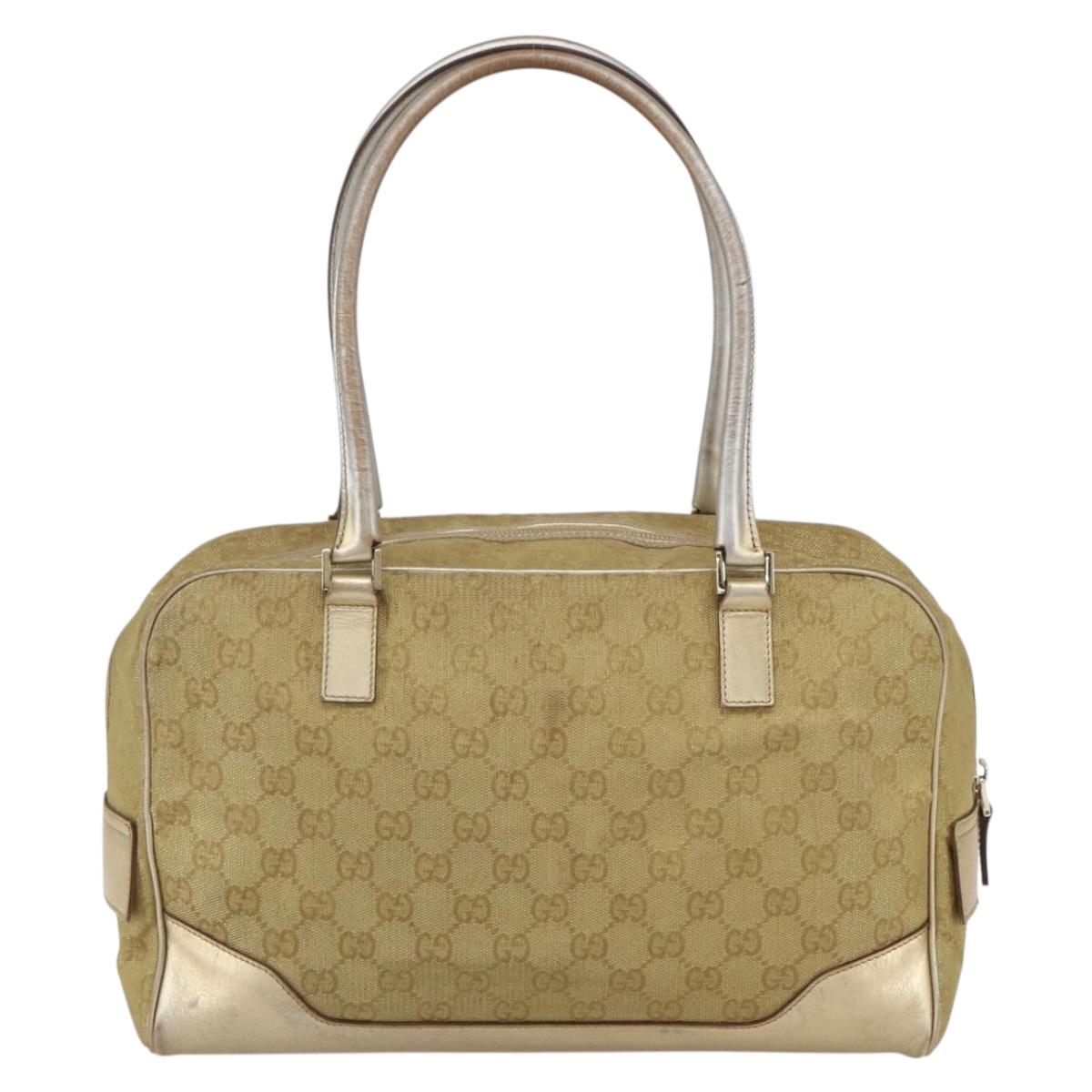 GUCCI GG Canvas Hand Bag Gold 002 1115 Auth mr1753