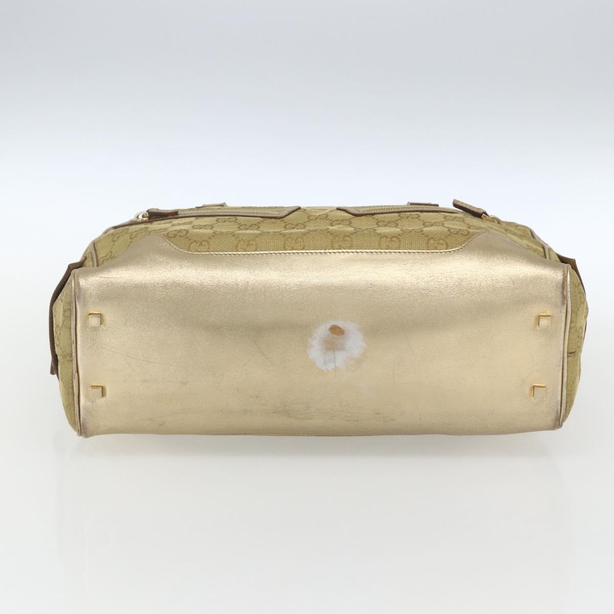 GUCCI GG Canvas Hand Bag Gold 002 1115 Auth mr1753