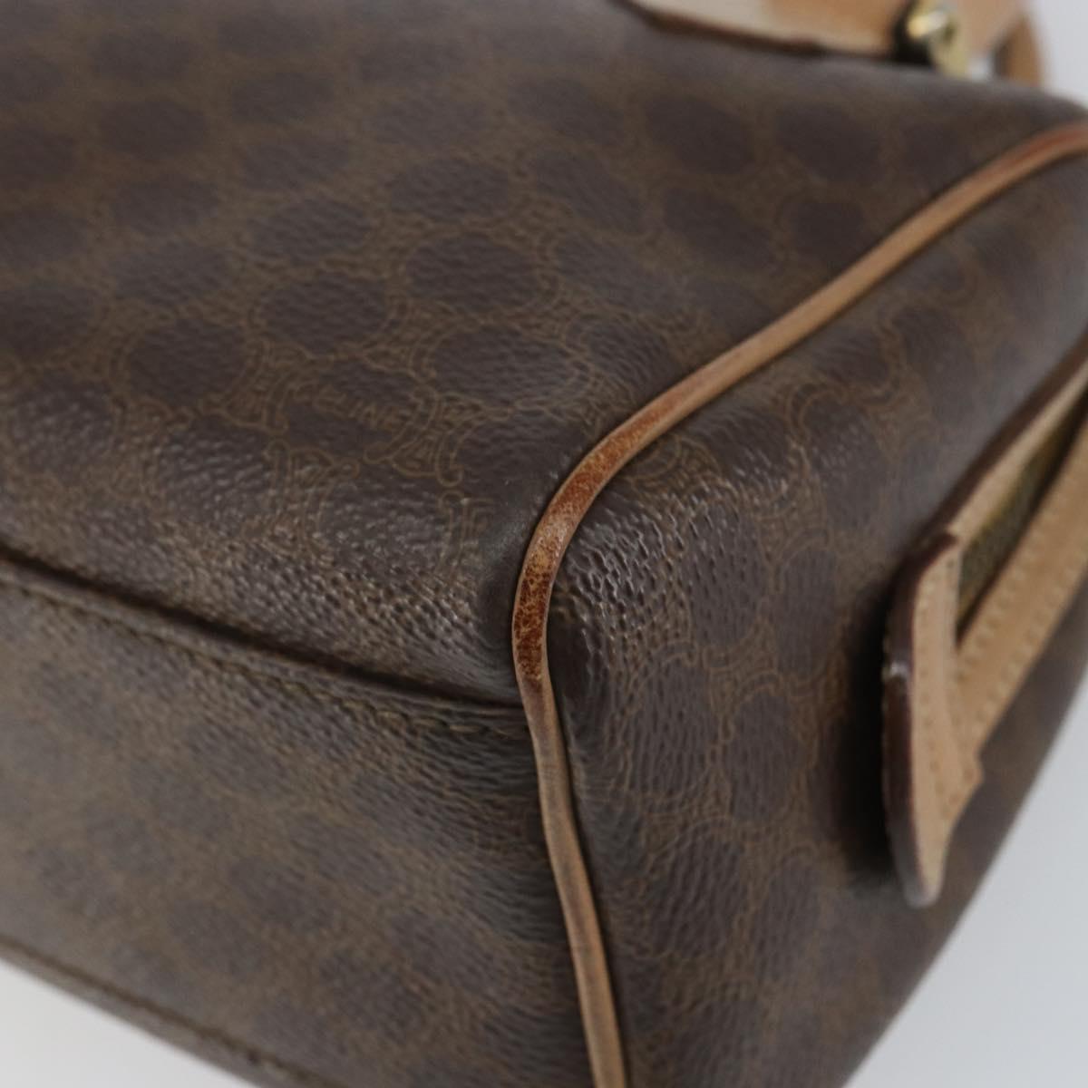 CELINE Macadam Canvas Mini Hand Bag PVC Leather Brown Gold Auth mr1755