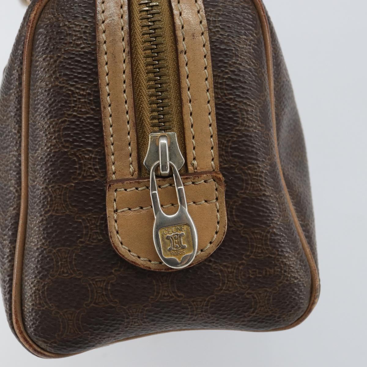 CELINE Macadam Canvas Mini Hand Bag PVC Leather Brown Gold Auth mr1755