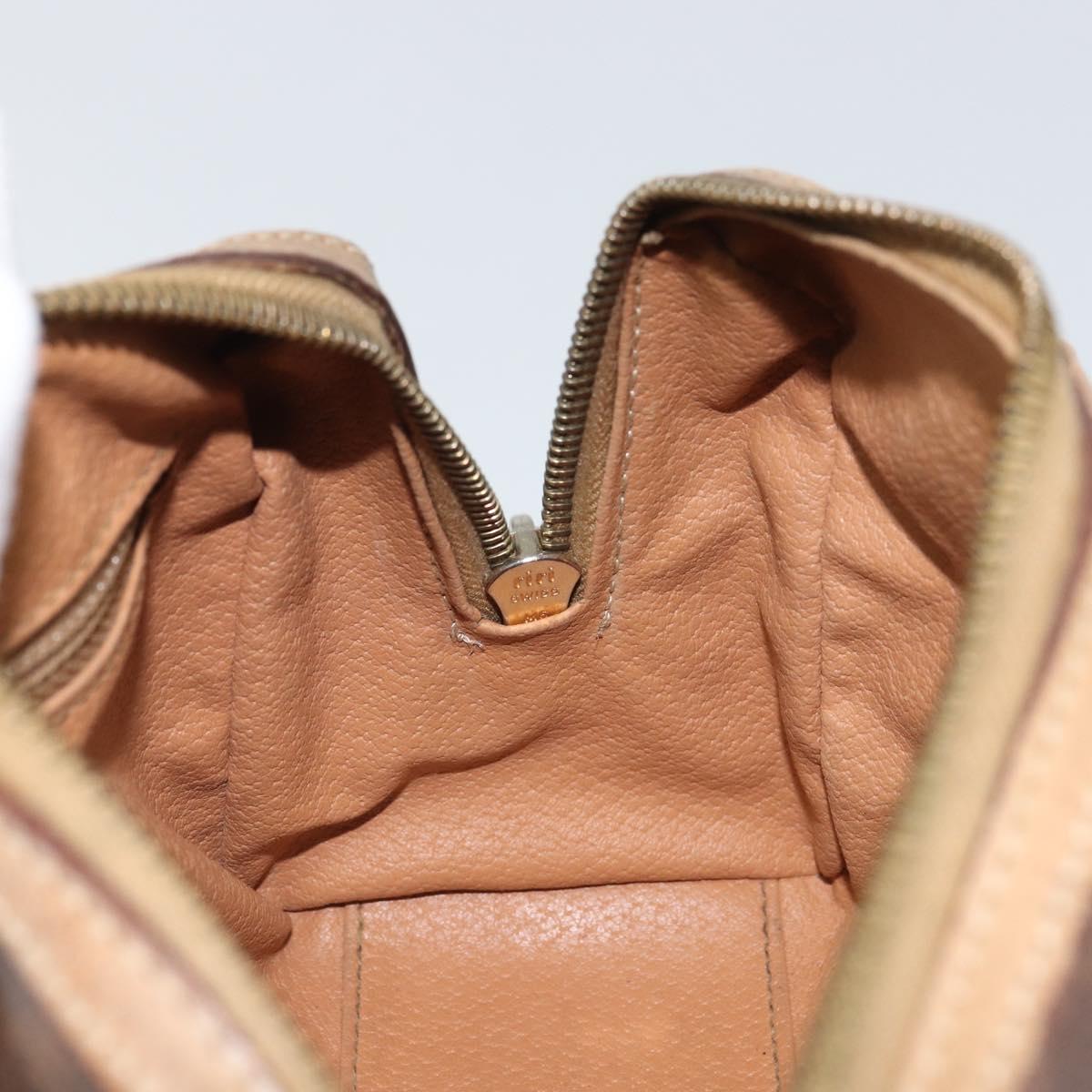 CELINE Macadam Canvas Mini Hand Bag PVC Leather Brown Gold Auth mr1755