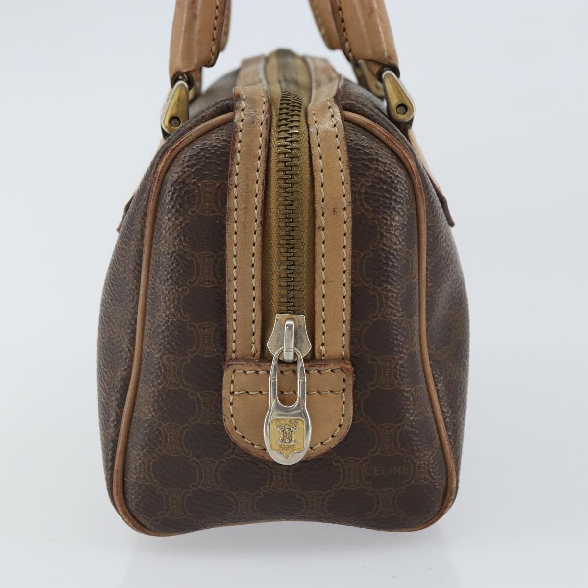 CELINE Macadam Canvas Mini Hand Bag PVC Leather Brown Gold Auth mr1755