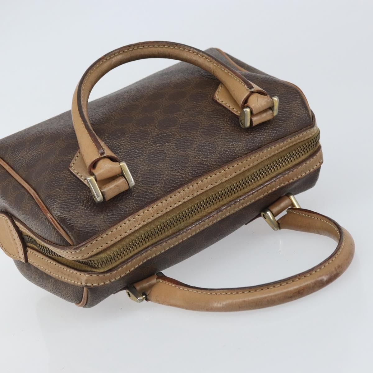 CELINE Macadam Canvas Mini Hand Bag PVC Leather Brown Gold Auth mr1755