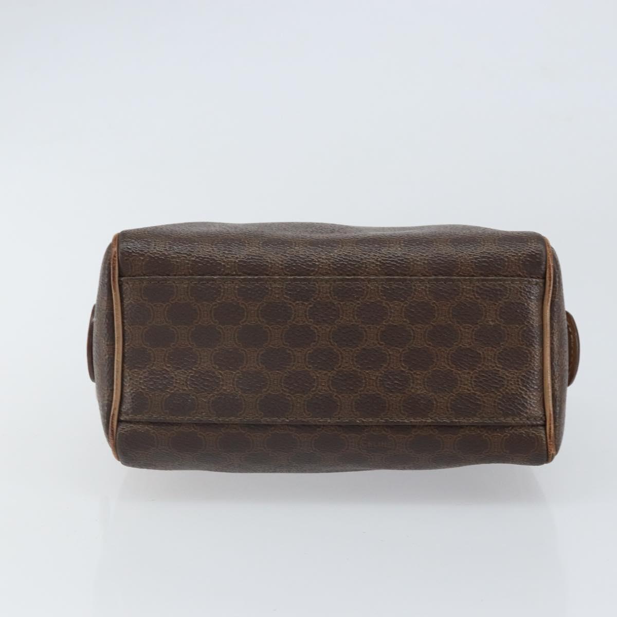 CELINE Macadam Canvas Mini Hand Bag PVC Leather Brown Gold Auth mr1755