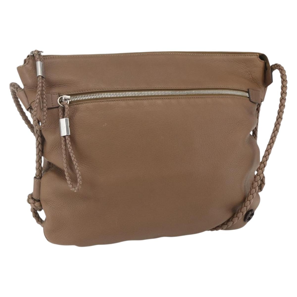 GUCCI Shoulder Bag Leather Brown Silver 268244 Auth mr1758