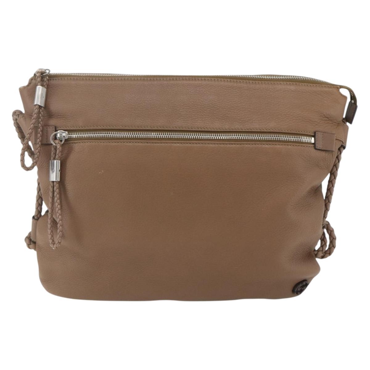 GUCCI Shoulder Bag Leather Brown Silver 268244 Auth mr1758