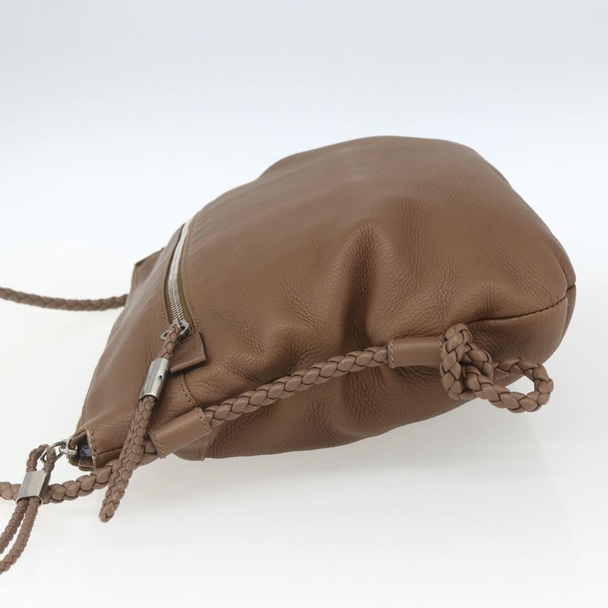 GUCCI Shoulder Bag Leather Brown Silver 268244 Auth mr1758