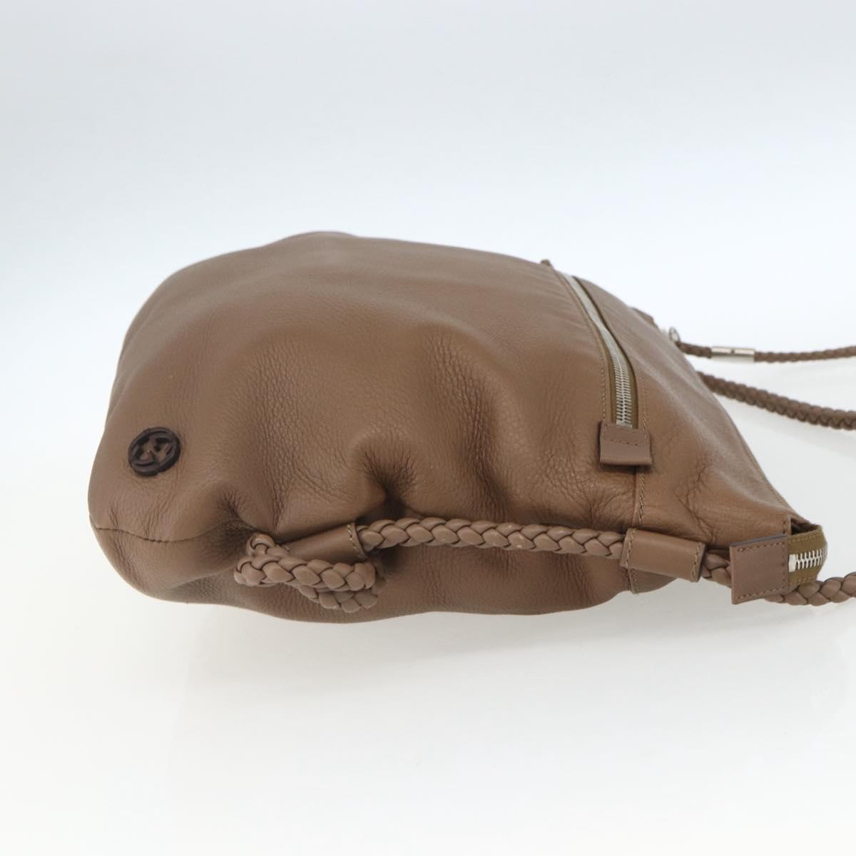 GUCCI Shoulder Bag Leather Brown Silver 268244 Auth mr1758