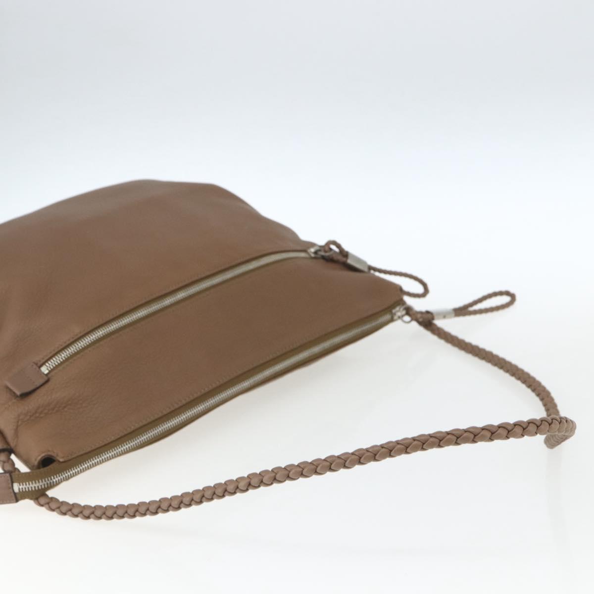 GUCCI Shoulder Bag Leather Brown Silver 268244 Auth mr1758