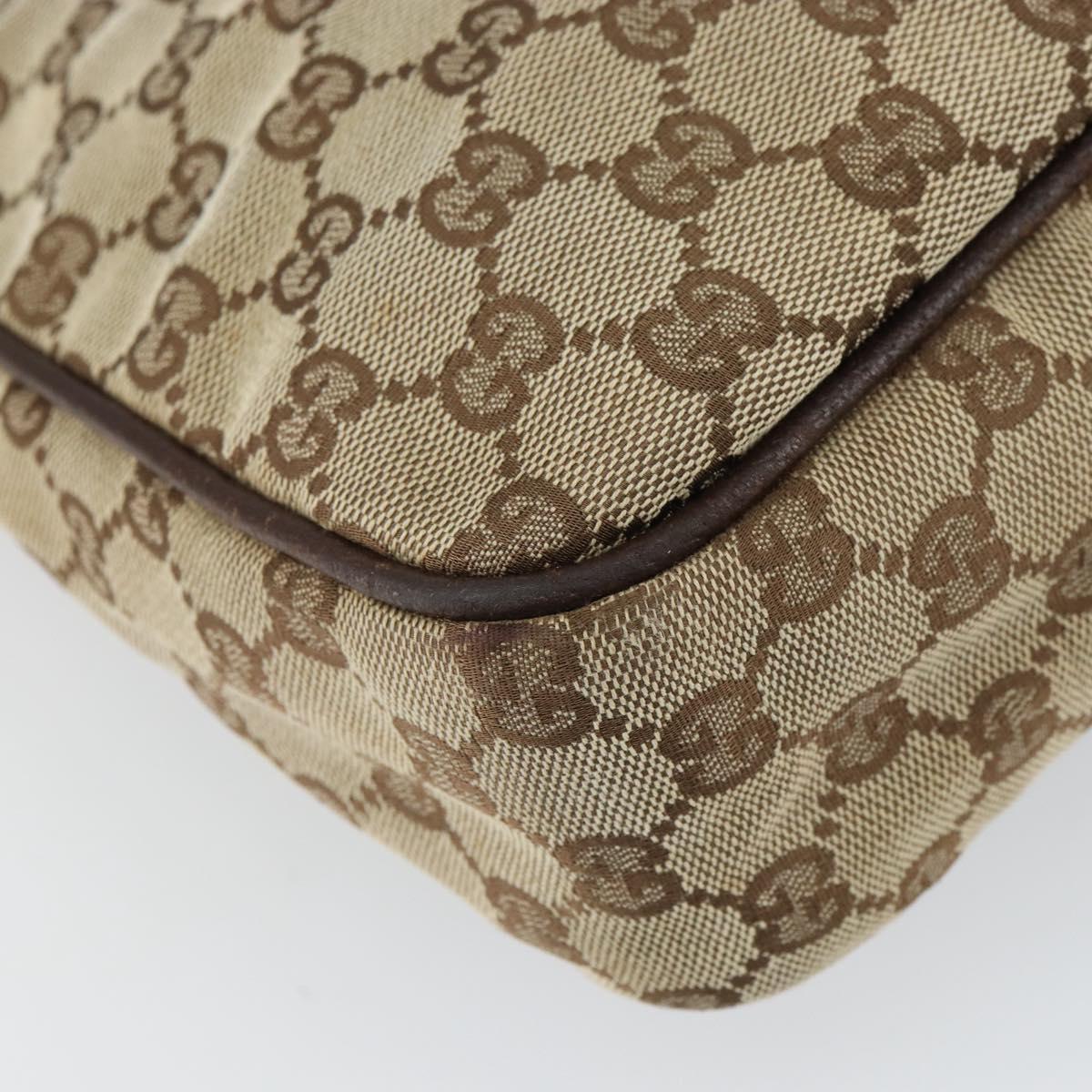 GUCCI GG Canvas Shoulder Bag Beige Silver 114272 Auth mr1759