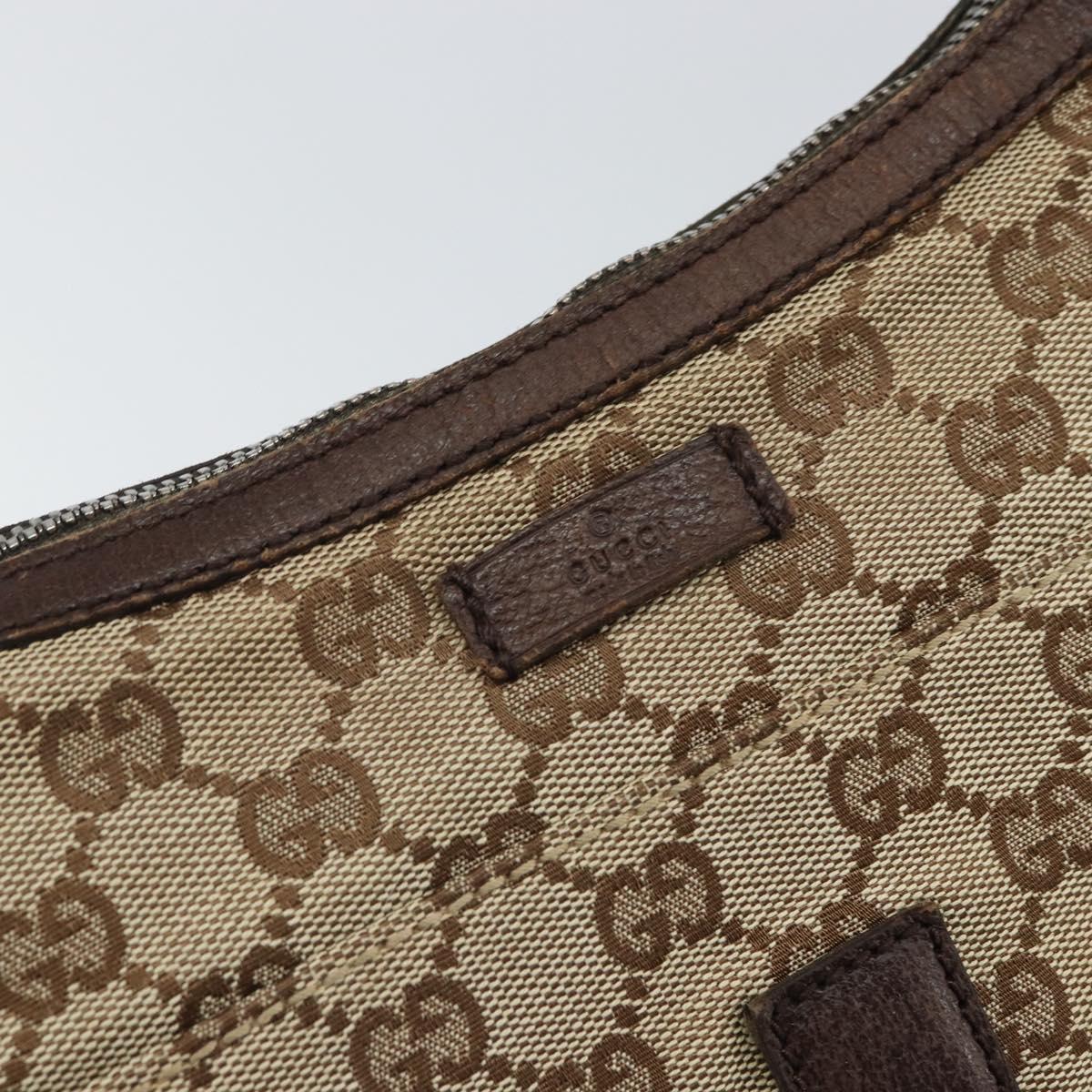 GUCCI GG Canvas Shoulder Bag Beige Silver 114272 Auth mr1759