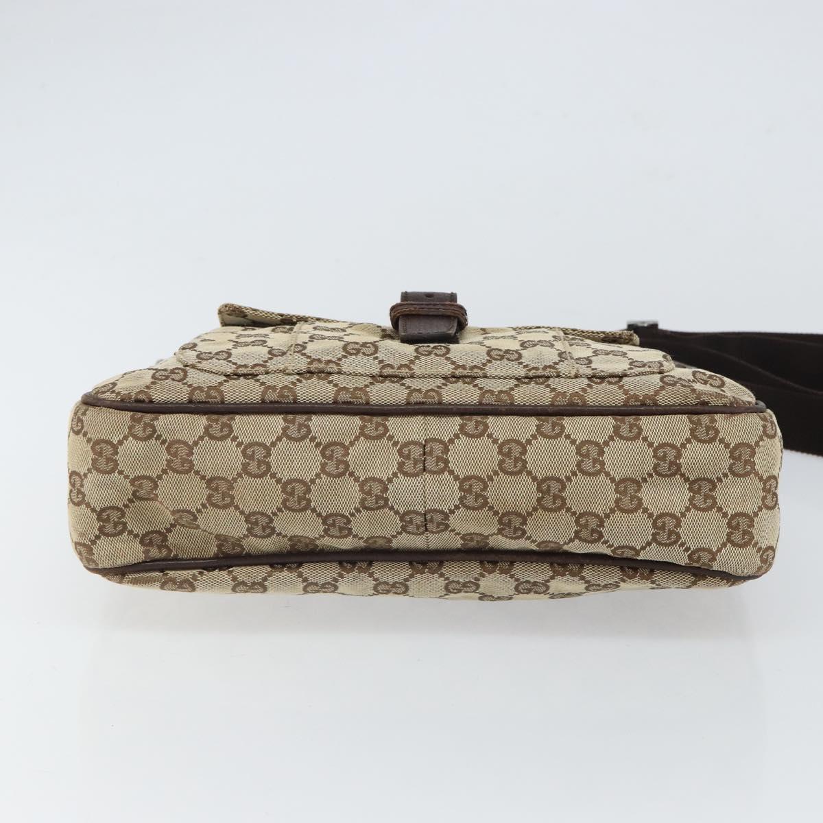 GUCCI GG Canvas Shoulder Bag Beige Silver 114272 Auth mr1759