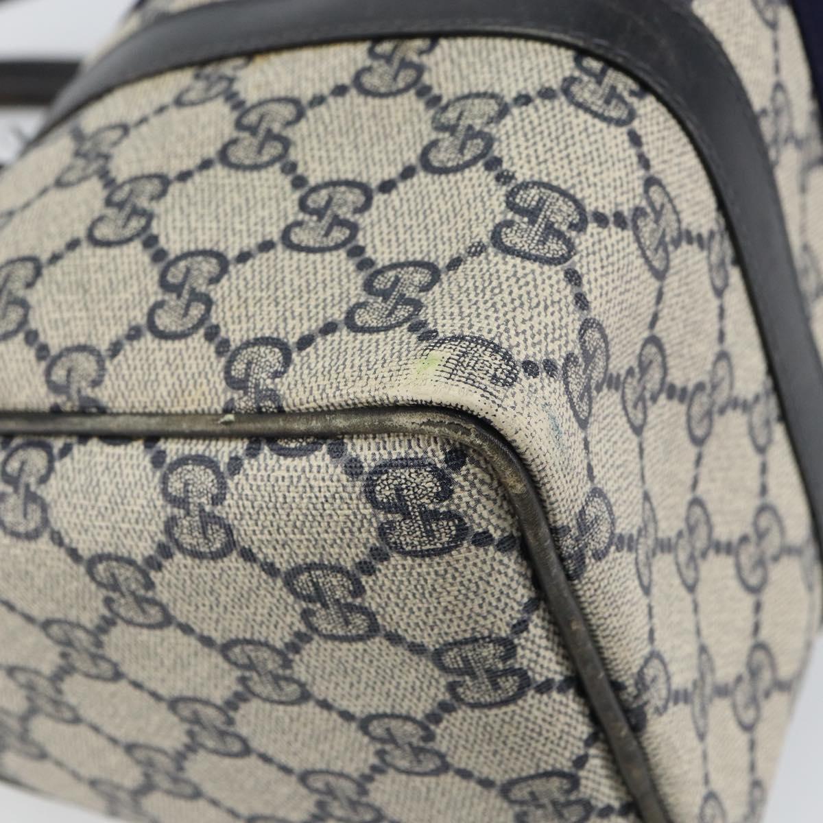 GUCCI GG Supreme Sherry Line Boston Bag PVC Navy Red 012 3841 58 Auth mr1762