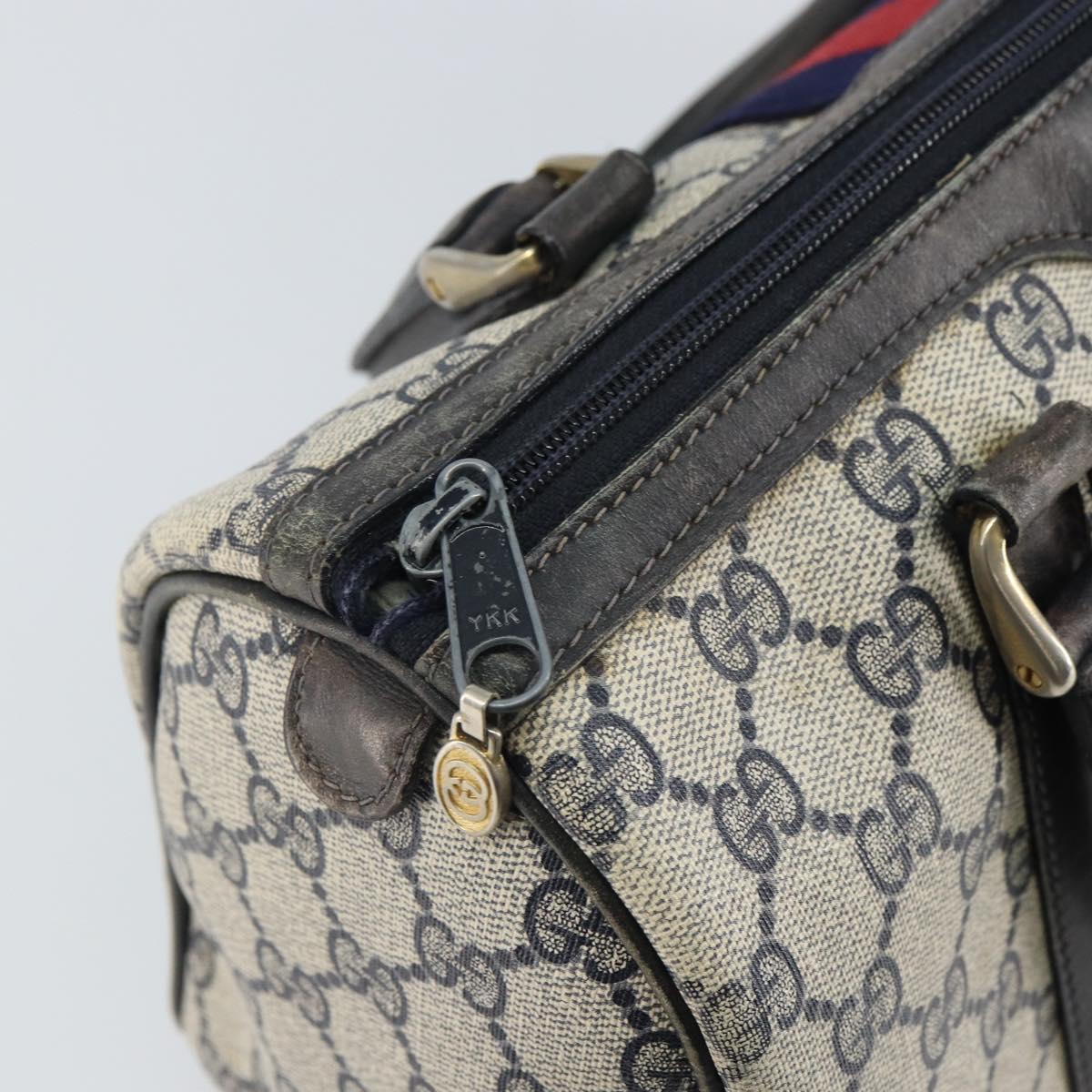 GUCCI GG Supreme Sherry Line Boston Bag PVC Navy Red 012 3841 58 Auth mr1762