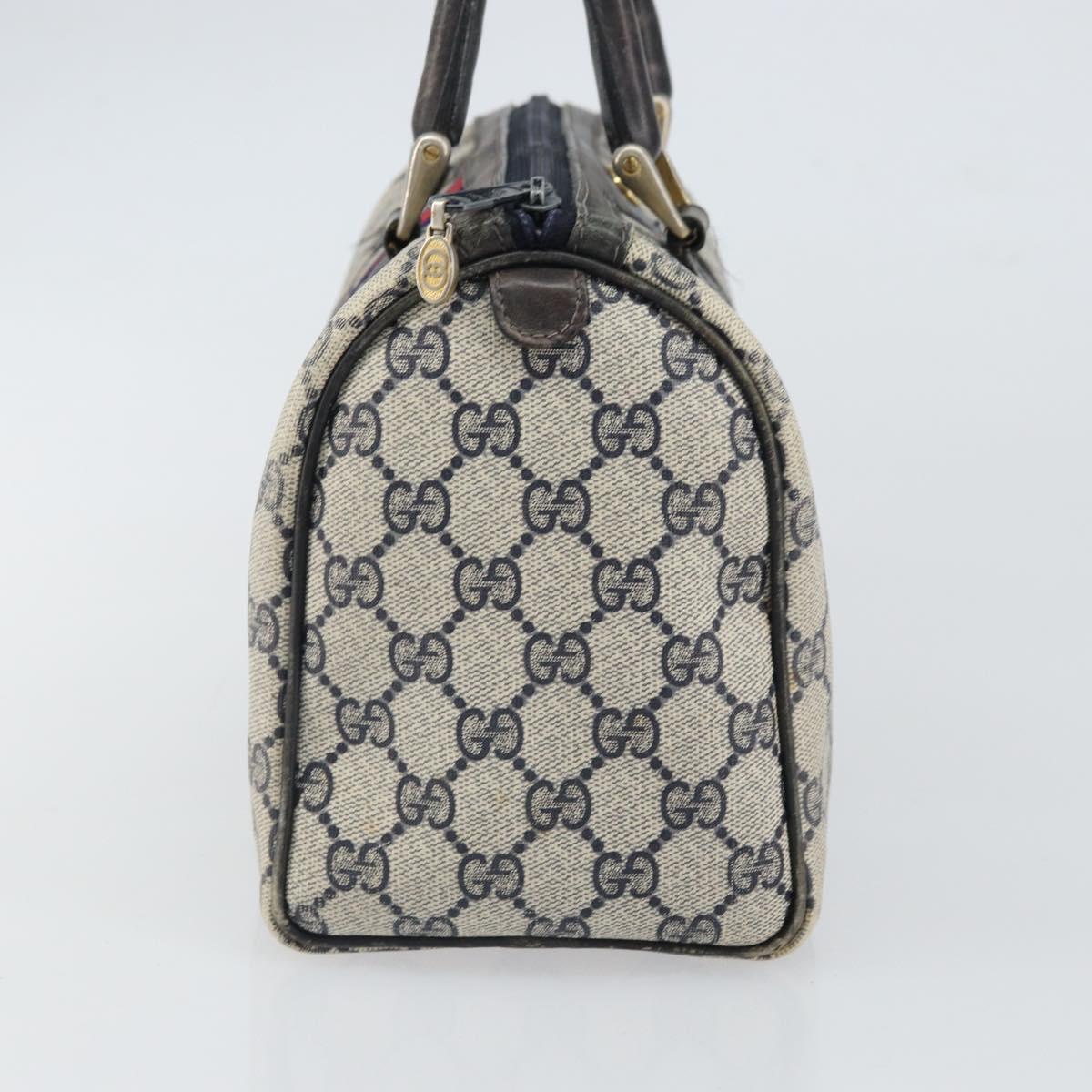 GUCCI GG Supreme Sherry Line Boston Bag PVC Navy Red 012 3841 58 Auth mr1762