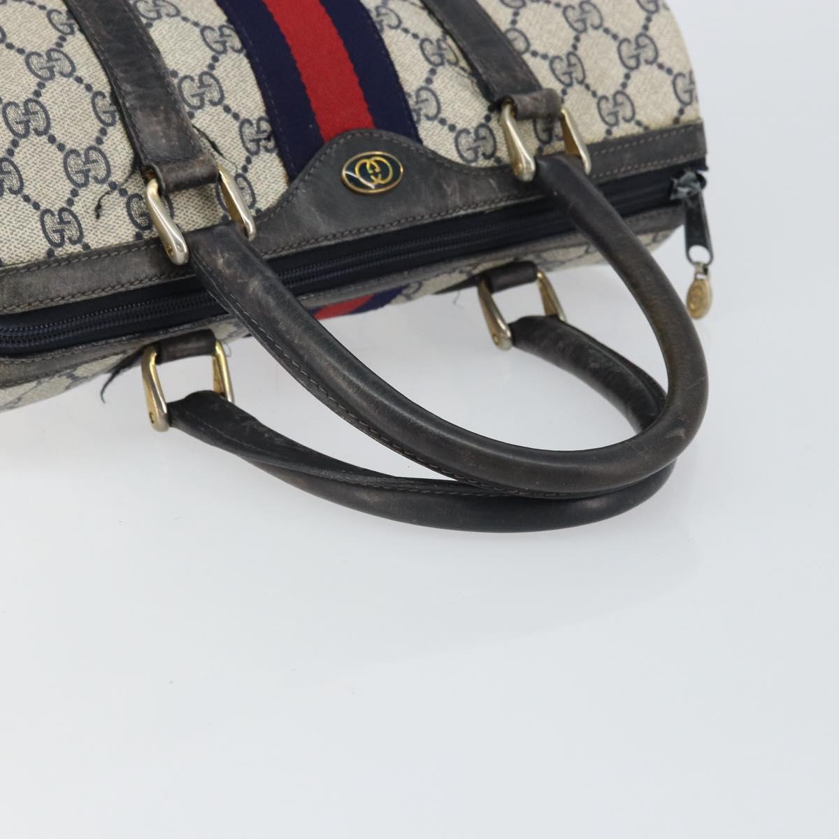 GUCCI GG Supreme Sherry Line Boston Bag PVC Navy Red 012 3841 58 Auth mr1762