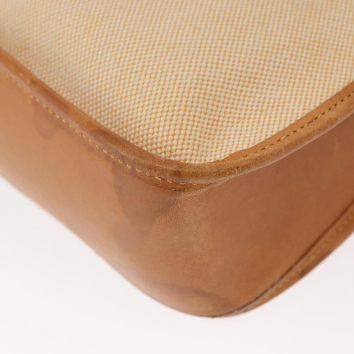 HERMES Vespa PM Shoulder Bag Canvas Beige Gold Auth mr1763