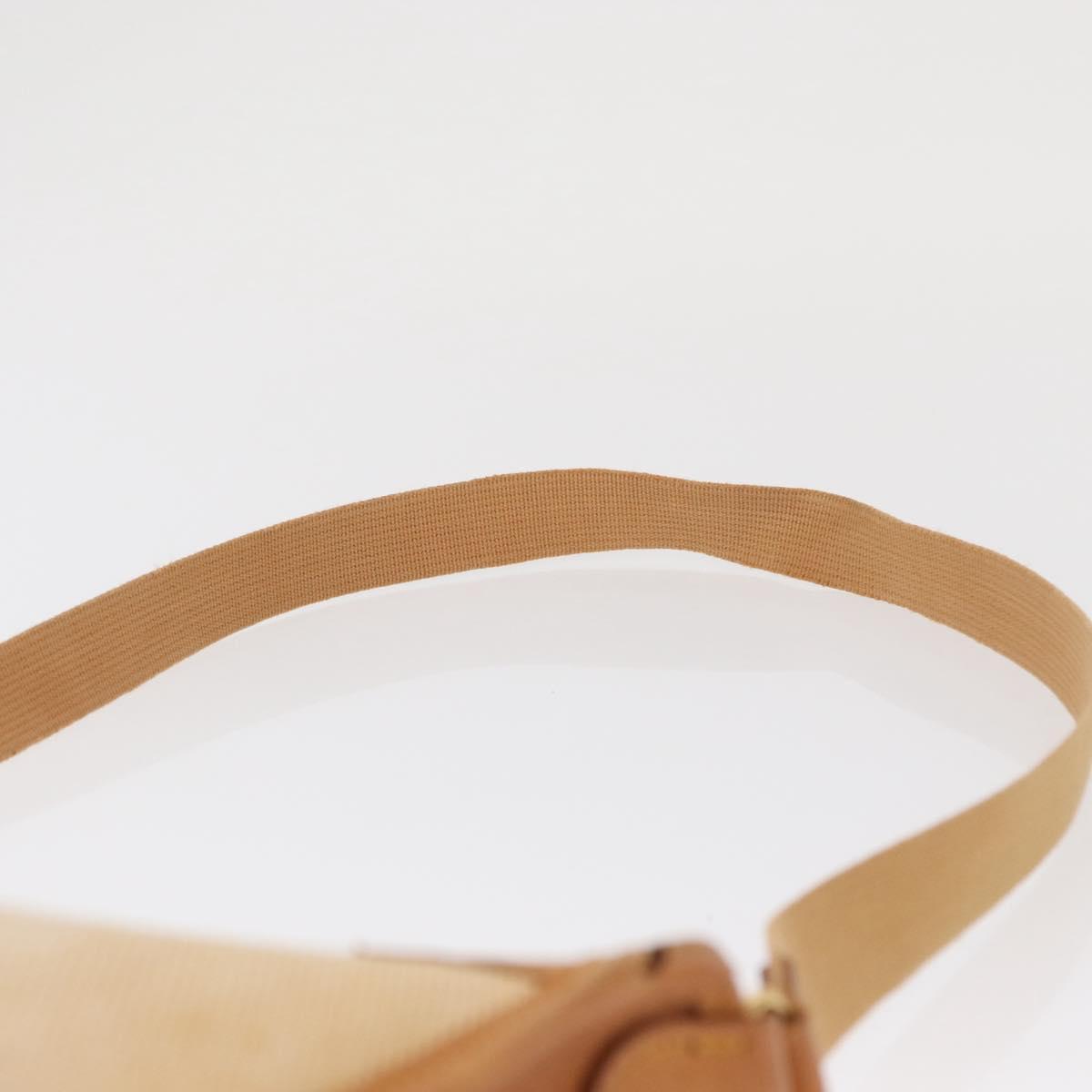 HERMES Vespa PM Shoulder Bag Canvas Beige Gold Auth mr1763