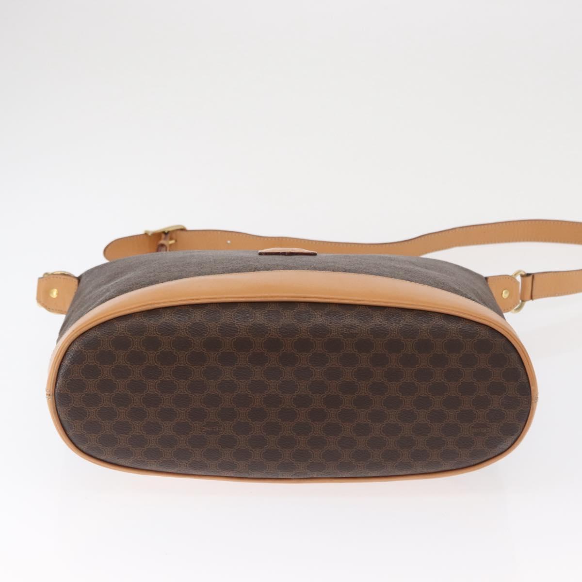 CELINE Macadam Canvas Shoulder Bag PVC Leather Brown Gold Auth mr1765