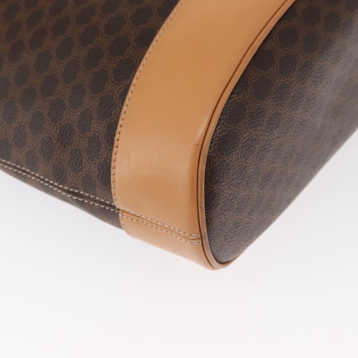 CELINE Macadam Canvas Shoulder Bag PVC Leather Brown Gold Auth mr1765