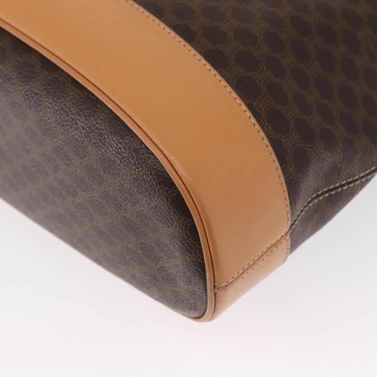 CELINE Macadam Canvas Shoulder Bag PVC Leather Brown Gold Auth mr1765
