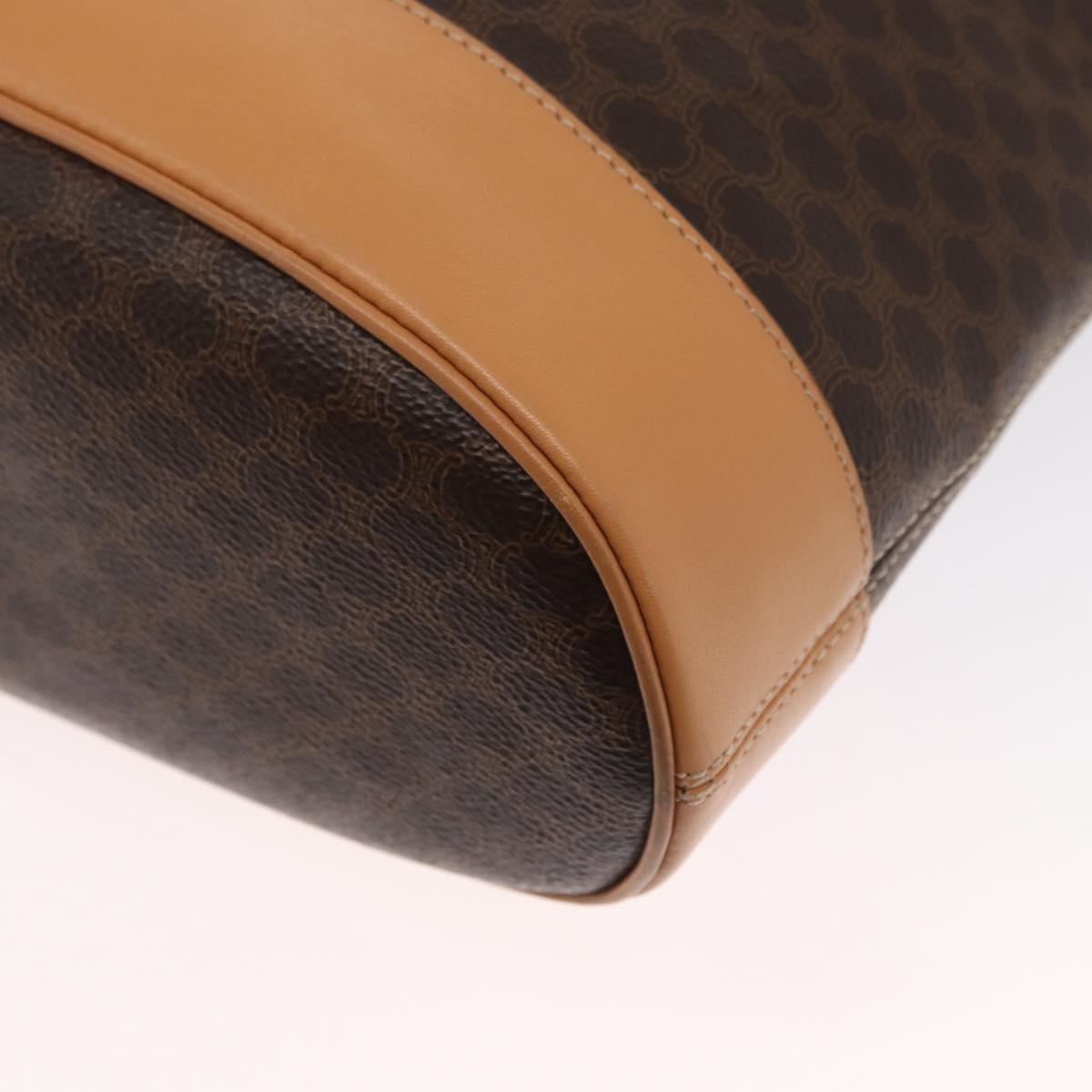 CELINE Macadam Canvas Shoulder Bag PVC Leather Brown Gold Auth mr1765