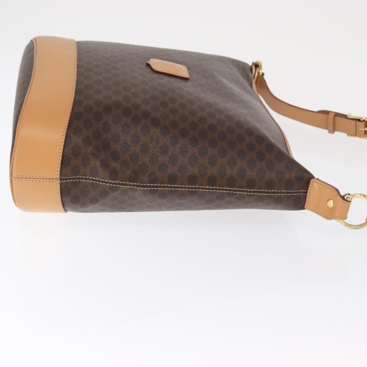 CELINE Macadam Canvas Shoulder Bag PVC Leather Brown Gold Auth mr1765
