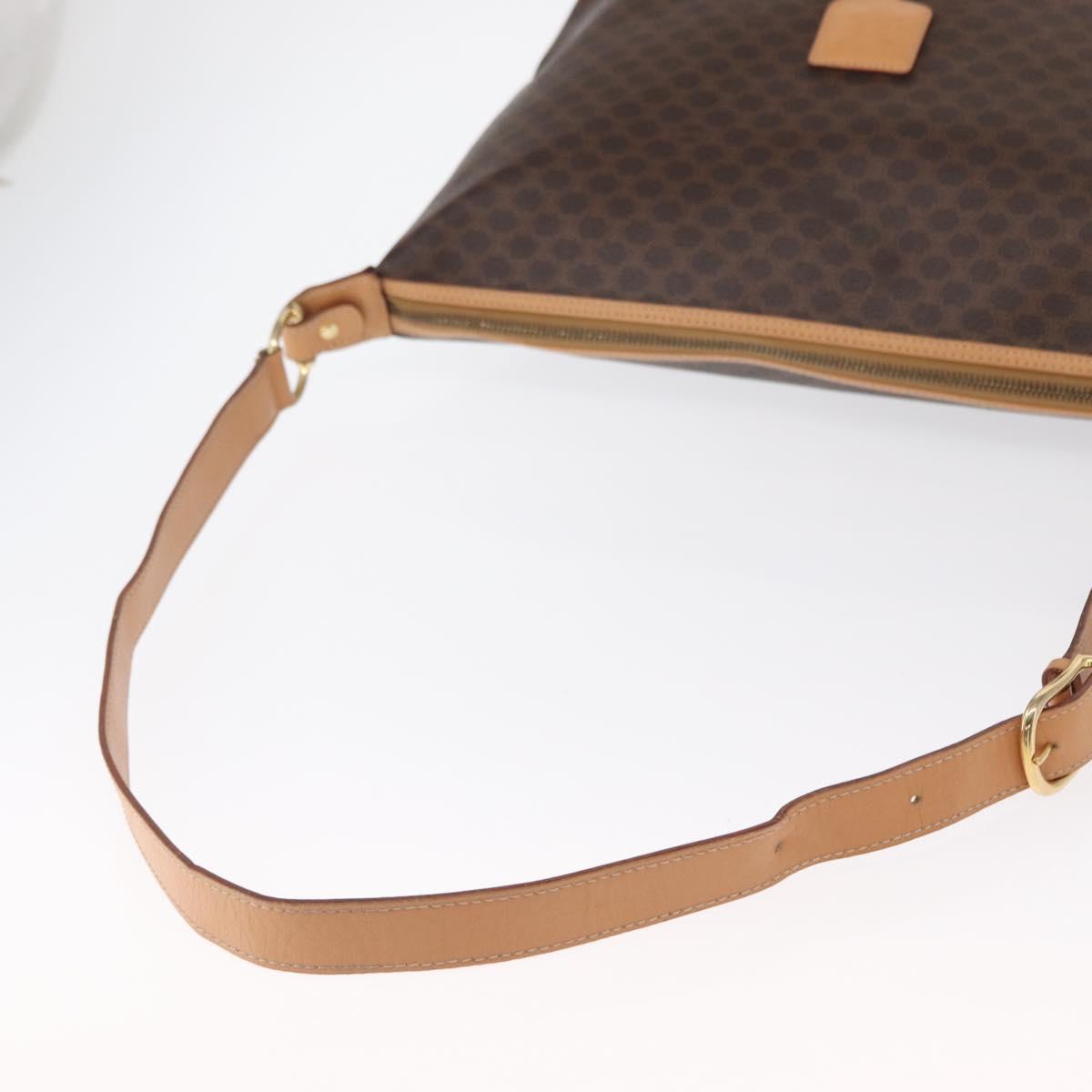 CELINE Macadam Canvas Shoulder Bag PVC Leather Brown Gold Auth mr1765