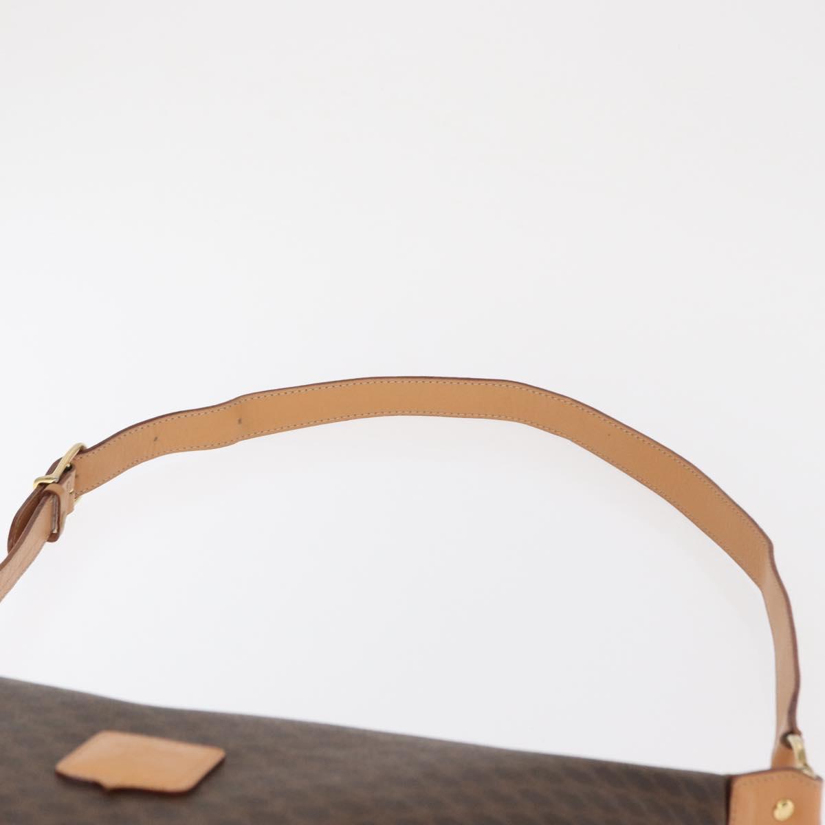 CELINE Macadam Canvas Shoulder Bag PVC Leather Brown Gold Auth mr1765