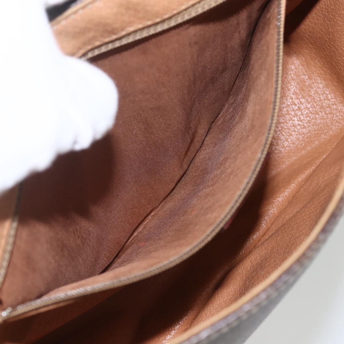 CELINE Macadam Canvas Shoulder Bag PVC Leather Brown Gold Auth mr1766