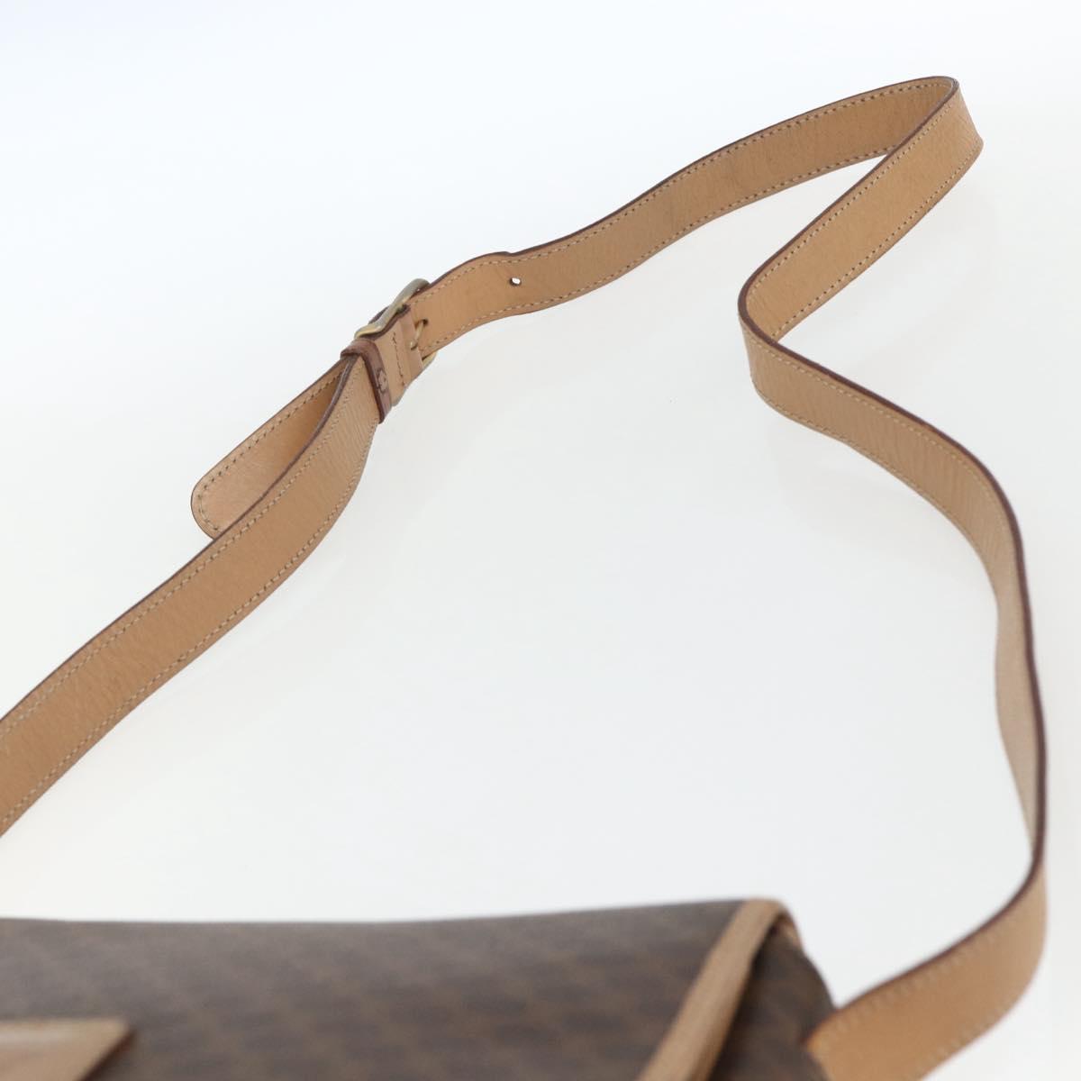 CELINE Macadam Canvas Shoulder Bag PVC Leather Brown Gold Auth mr1766