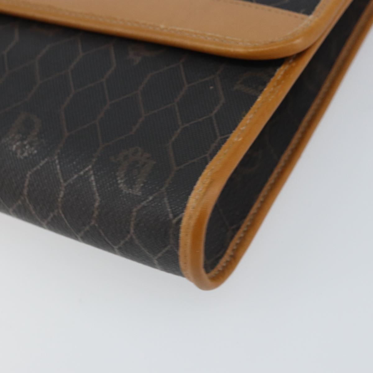 Christian Dior Honeycomb Canvas Chain Shoulder Bag PVC Black Gold Auth mr1769