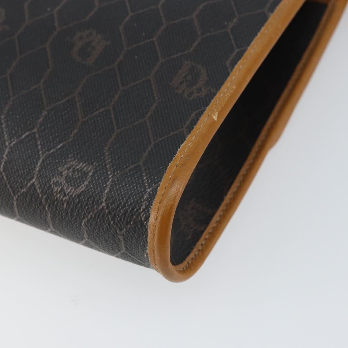Christian Dior Honeycomb Canvas Chain Shoulder Bag PVC Black Gold Auth mr1769