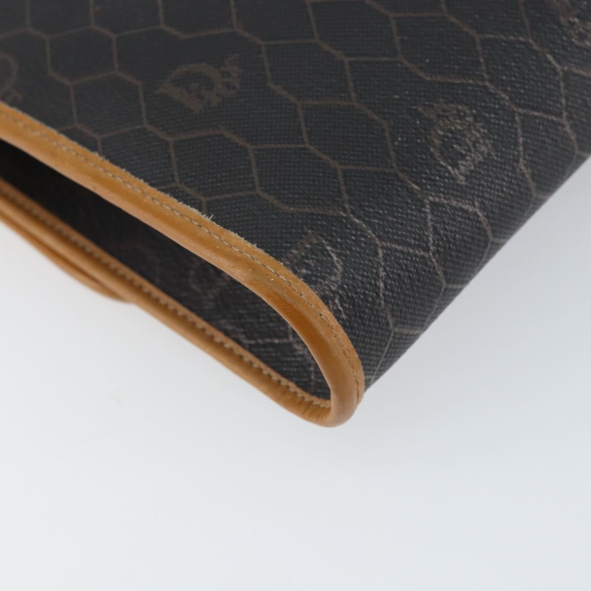 Christian Dior Honeycomb Canvas Chain Shoulder Bag PVC Black Gold Auth mr1769