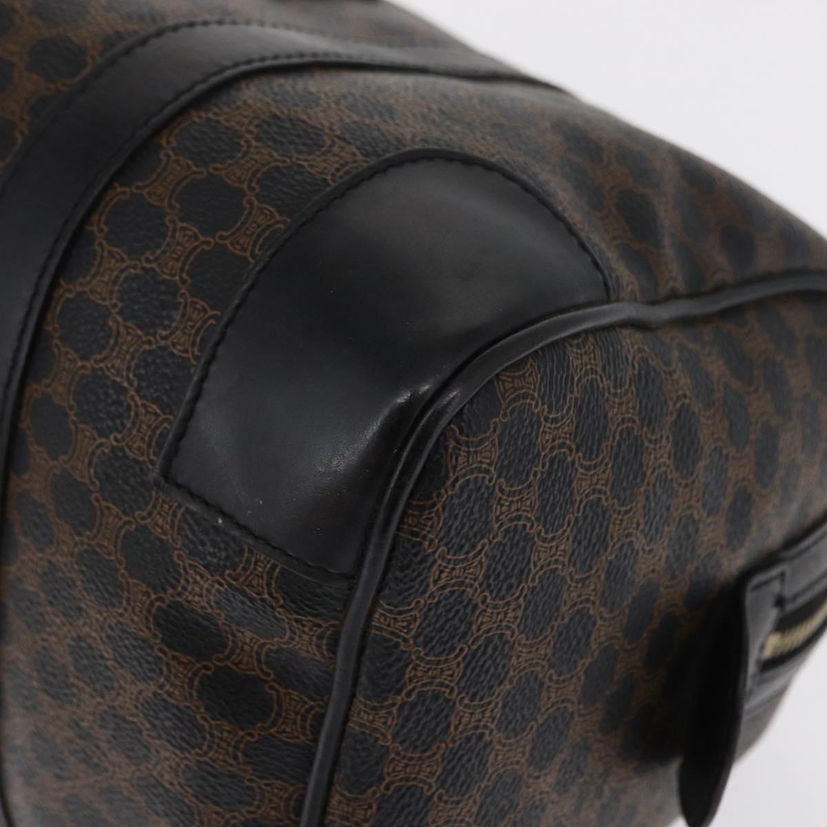 CELINE Macadam Canvas Boston Bag PVC Black Gold Auth mr1773