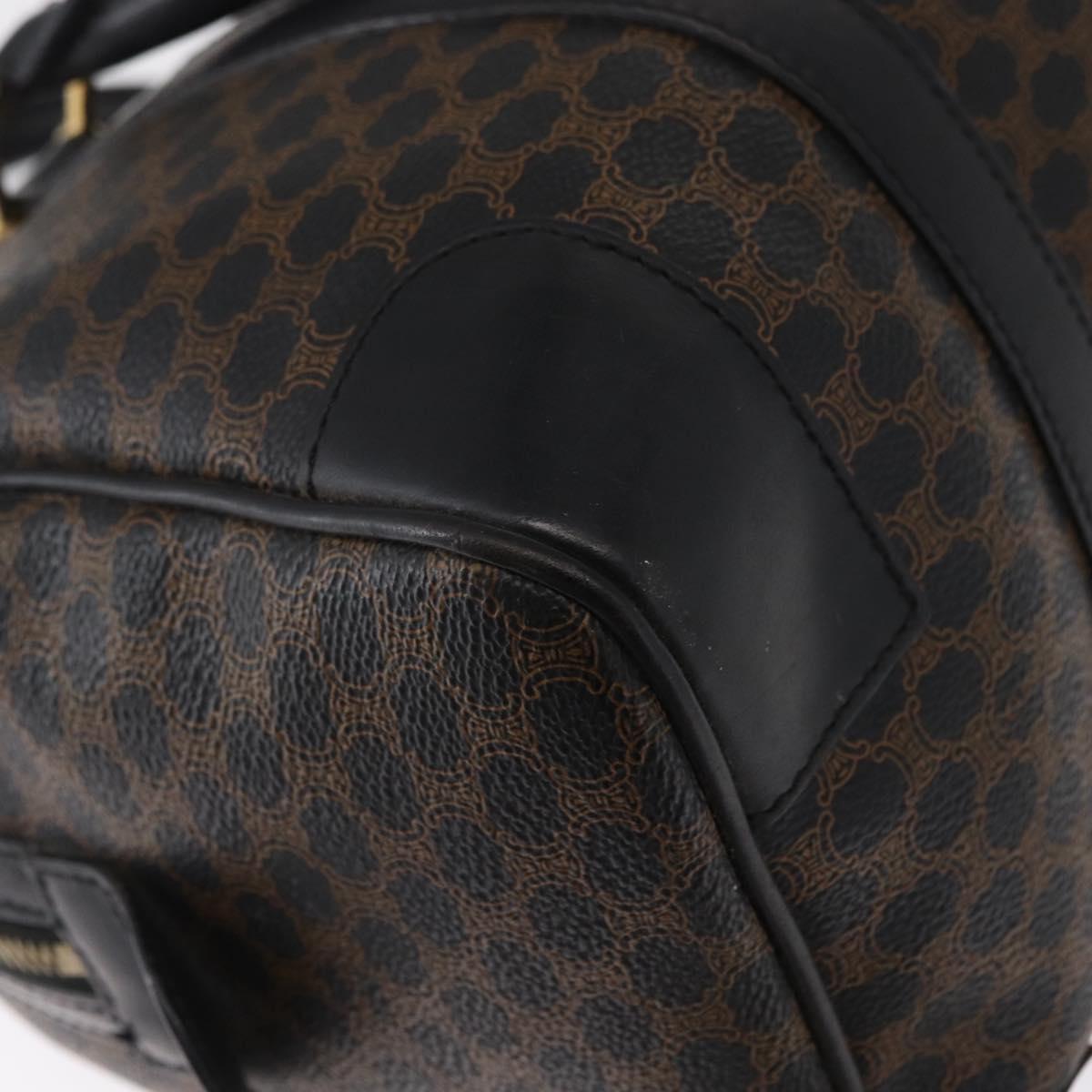 CELINE Macadam Canvas Boston Bag PVC Black Gold Auth mr1773