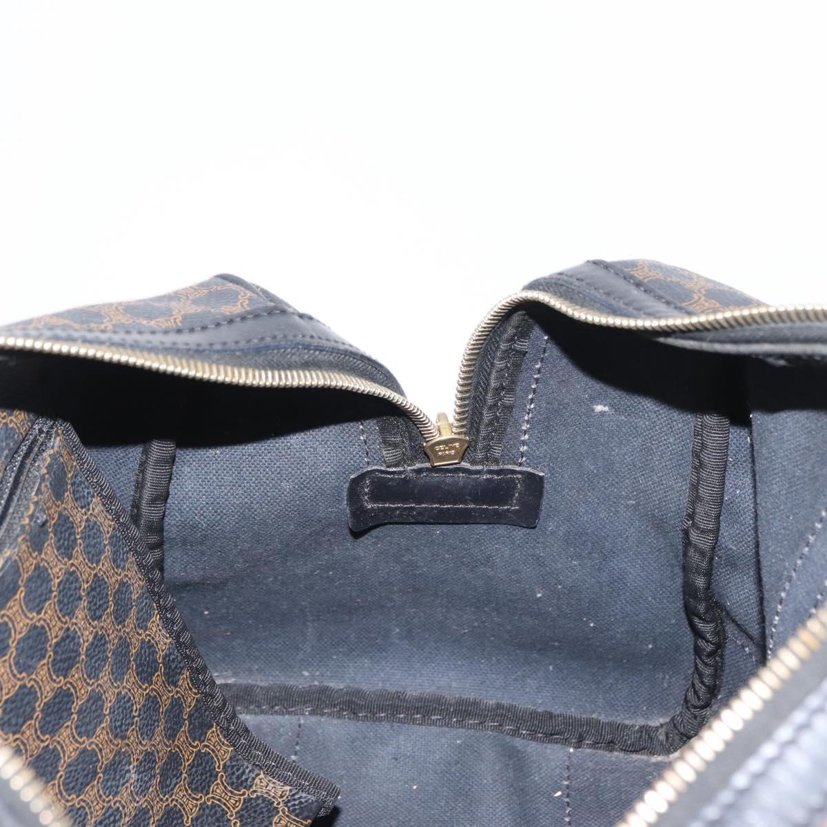 CELINE Macadam Canvas Boston Bag PVC Black Gold Auth mr1773