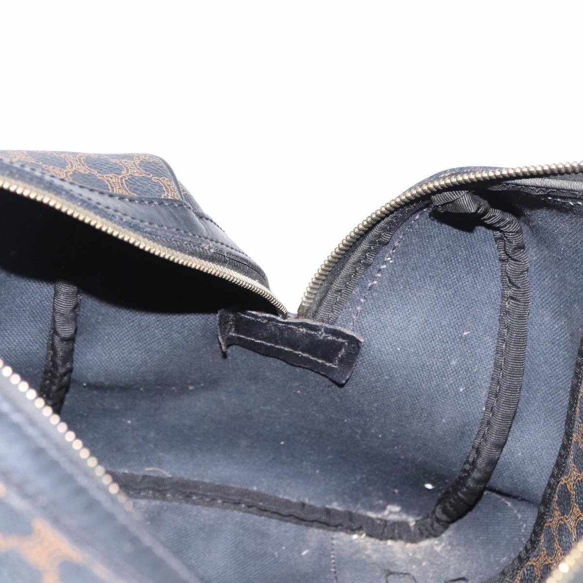 CELINE Macadam Canvas Boston Bag PVC Black Gold Auth mr1773
