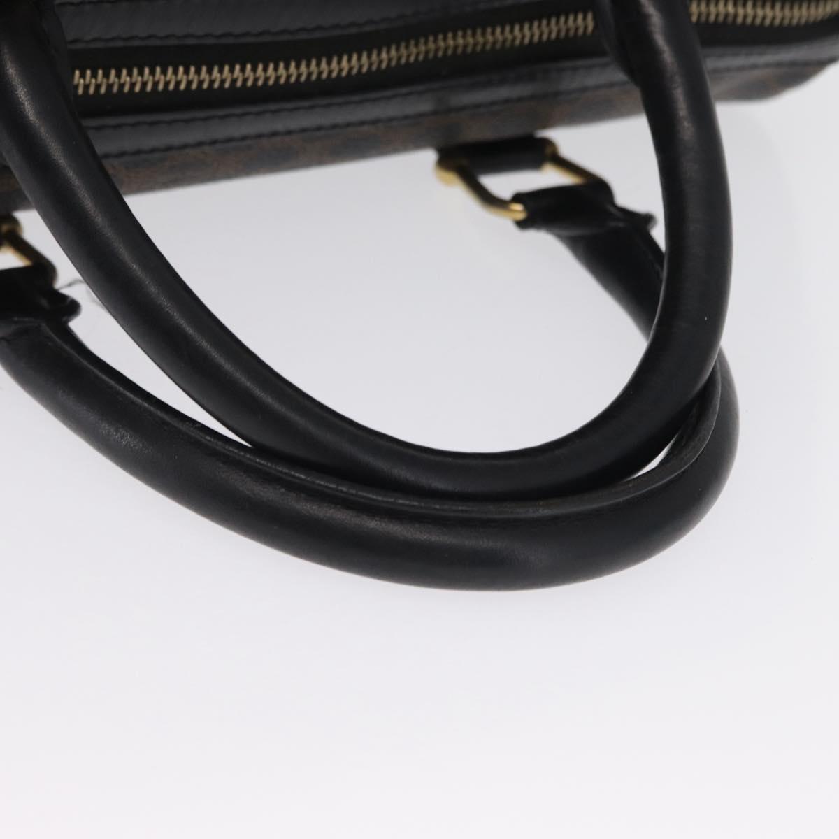 CELINE Macadam Canvas Boston Bag PVC Black Gold Auth mr1773