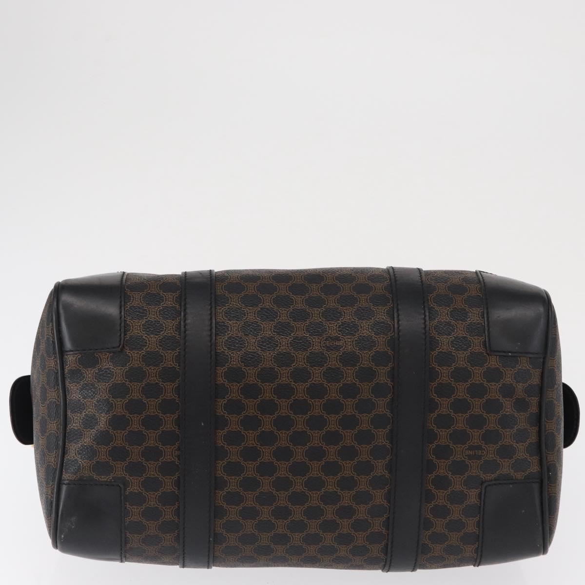 CELINE Macadam Canvas Boston Bag PVC Black Gold Auth mr1773