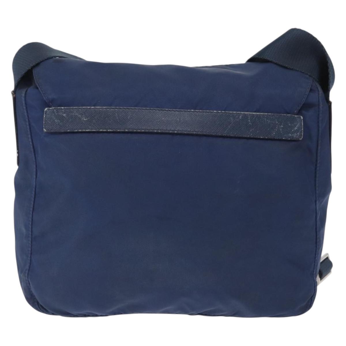 PRADA Shoulder Bag Nylon Navy Silver Auth mr1779