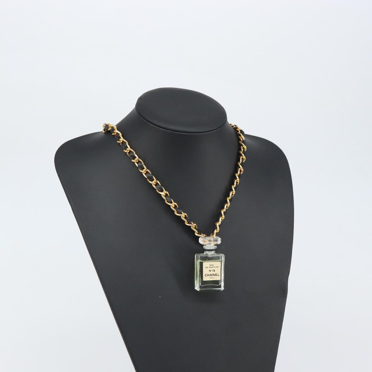 CHANEL Perfume Necklace metal Gold CC Auth mr1782