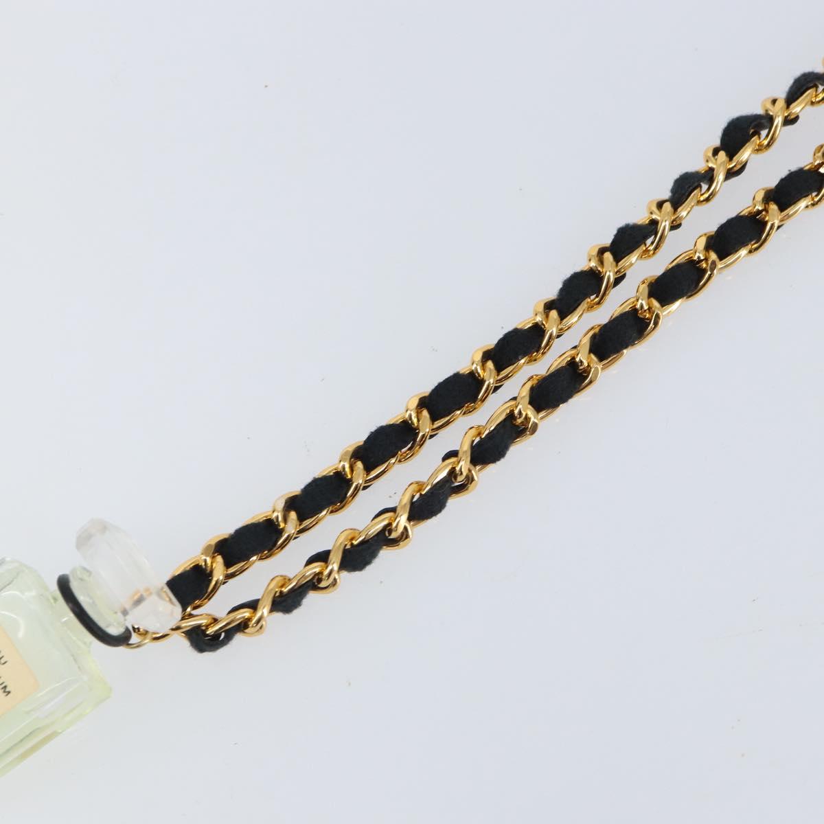 CHANEL Perfume Necklace metal Gold CC Auth mr1782