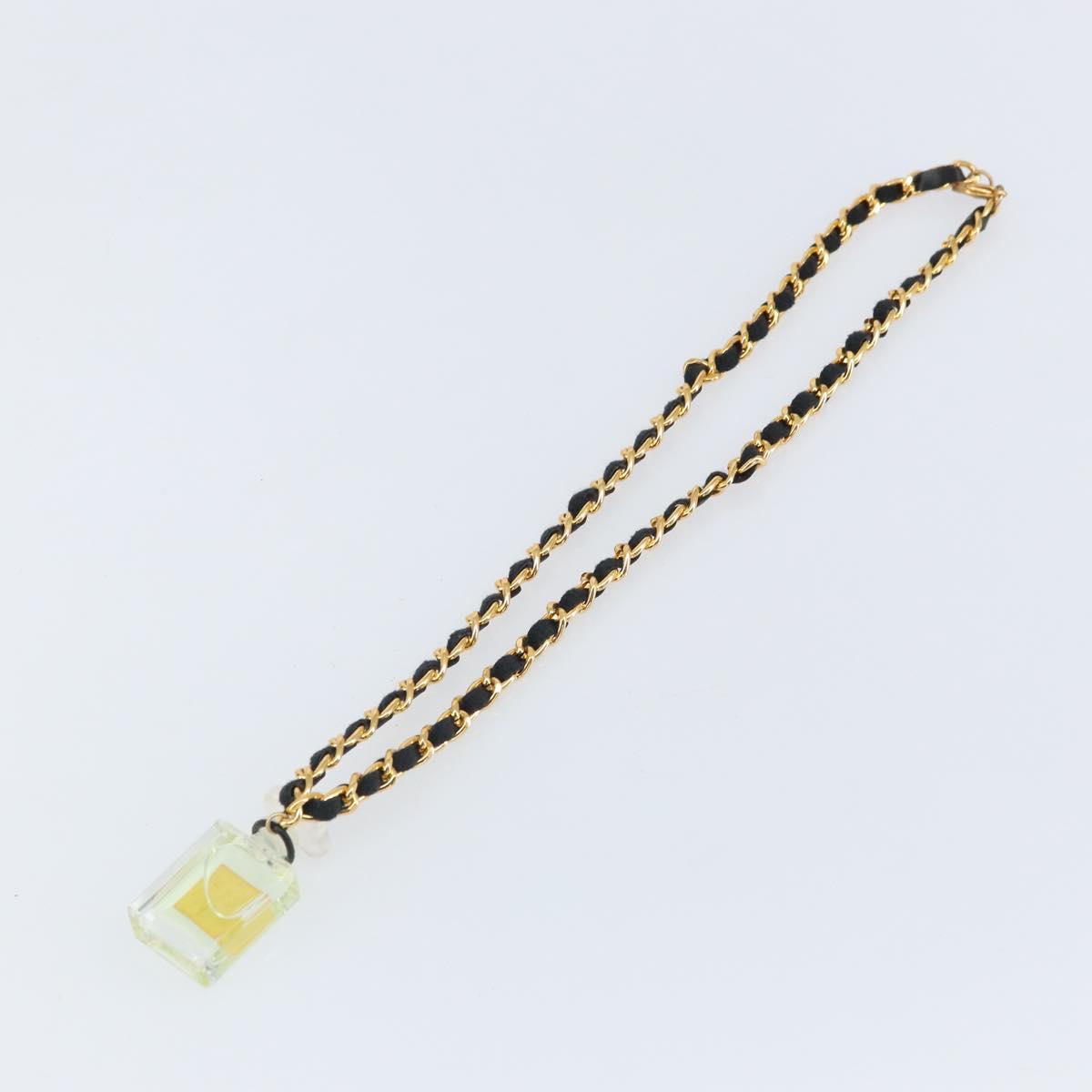 CHANEL Perfume Necklace metal Gold CC Auth mr1782