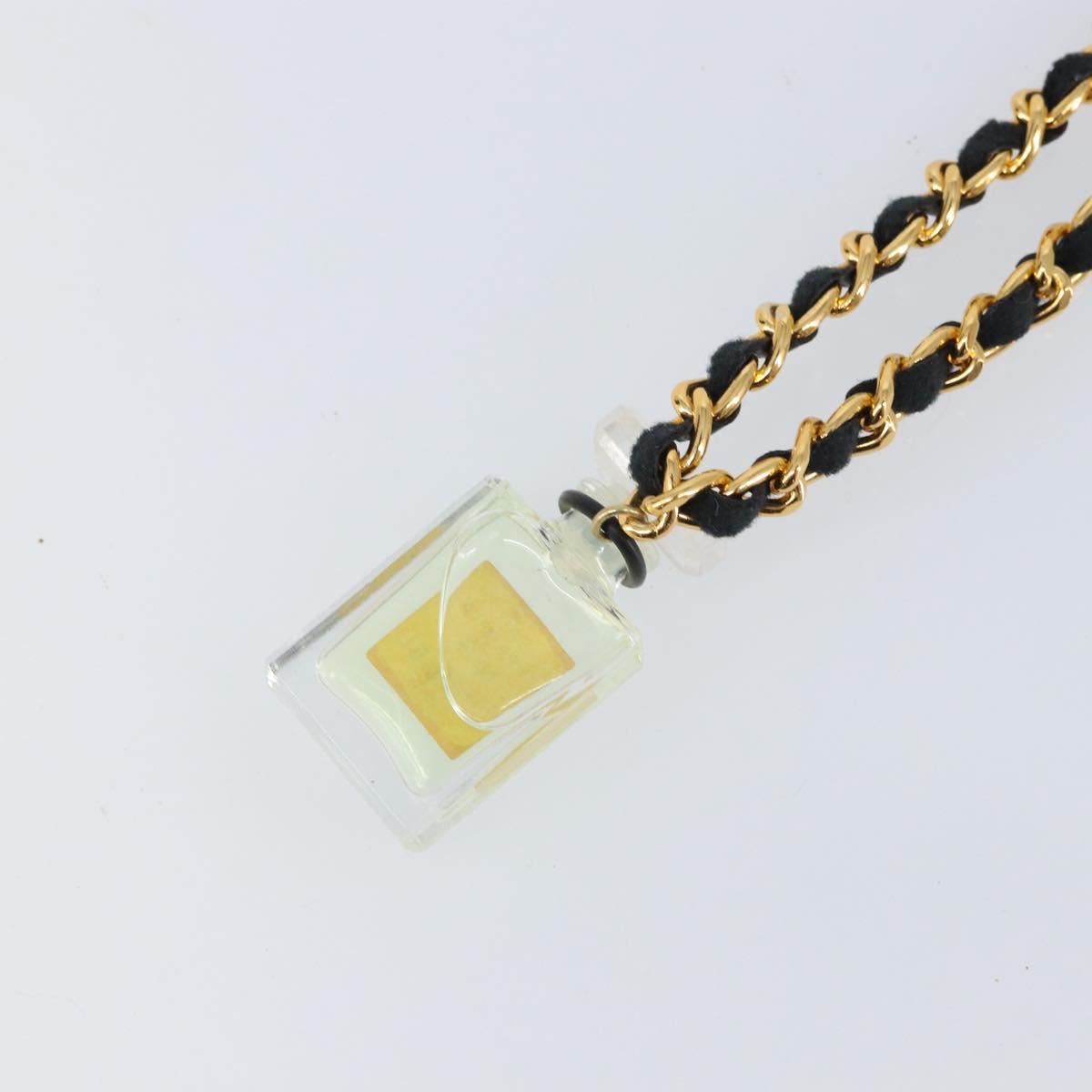 CHANEL Perfume Necklace metal Gold CC Auth mr1782