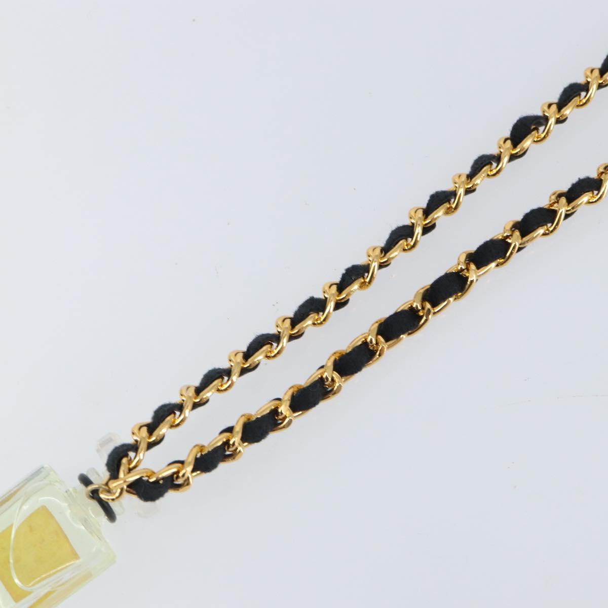 CHANEL Perfume Necklace metal Gold CC Auth mr1782