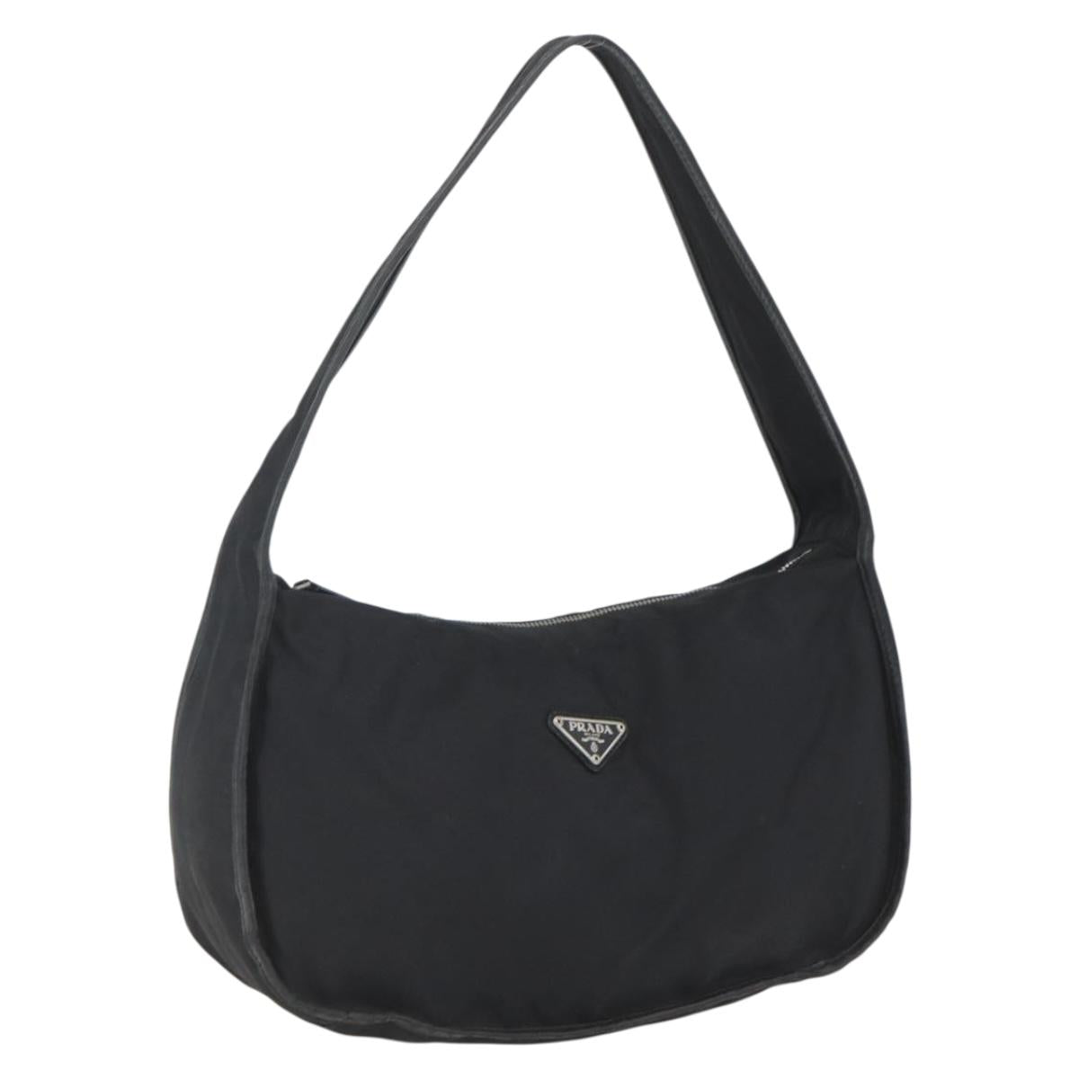 PRADA Accessory Pouch Nylon Black Silver Auth mr1799