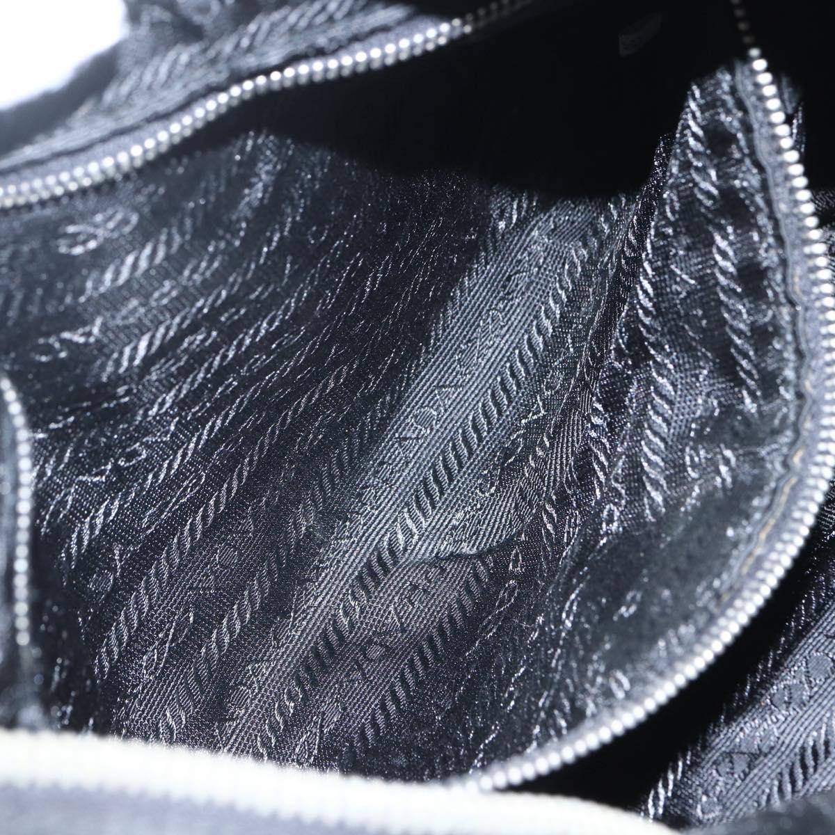 PRADA Accessory Pouch Nylon Black Silver Auth mr1799