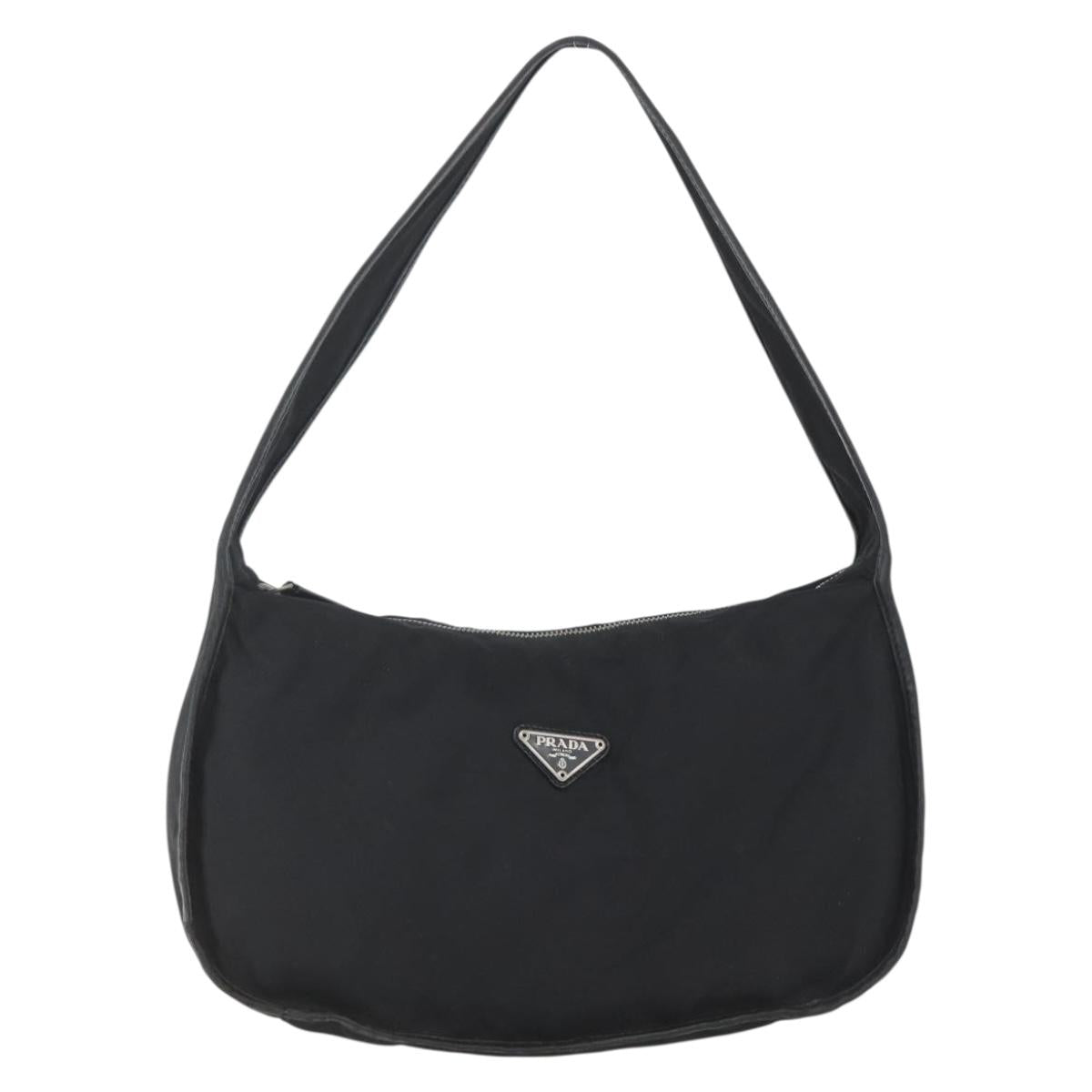 PRADA Accessory Pouch Nylon Black Silver Auth mr1799