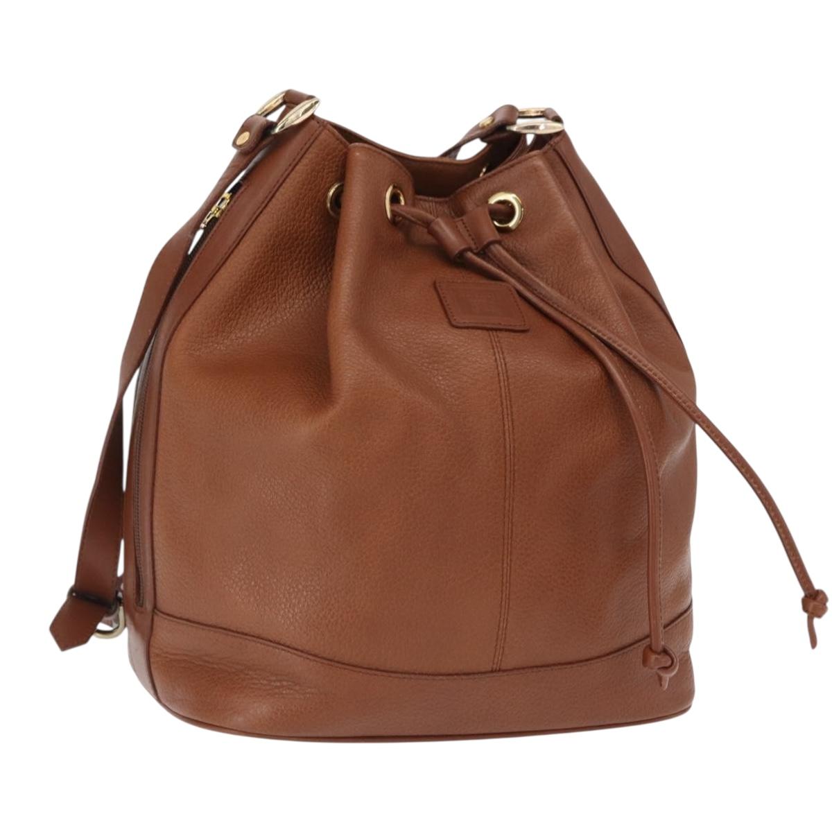 Burberrys Purse Shoulder Bag Leather Brown Gold Auth mr1802